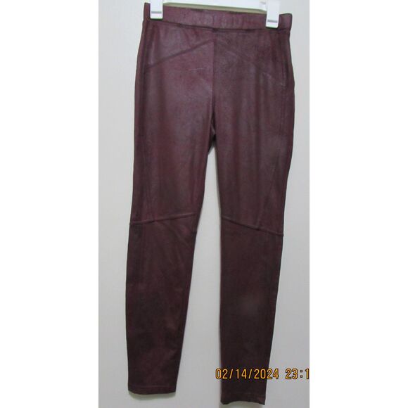 FREE PEOPLE SIZE XS LEATHER SUEDE LOOK LEGGINGS REDDISH BROWN BOHO NWOT FESTIVAL - Picture 2 of 9